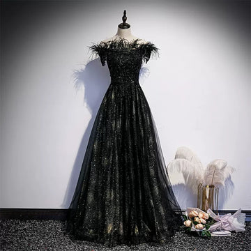 Off the Shoulder Black Prom Dresses Sexy Evening Dress HZ1023
